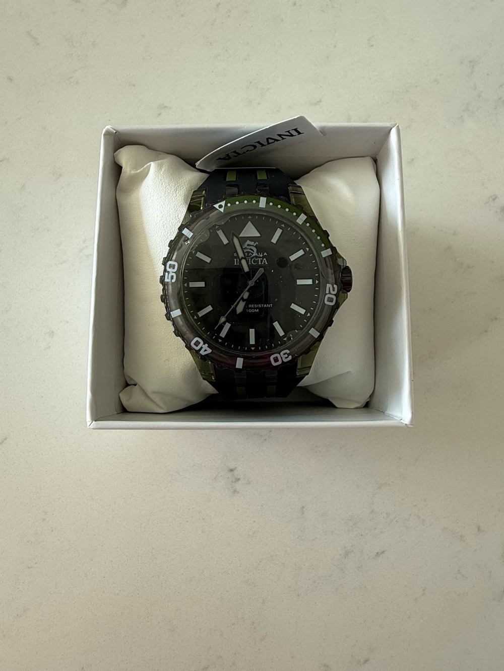 Invicta Men's Black Dial Watch with Green Accent Bezel - Picture 2 of 4